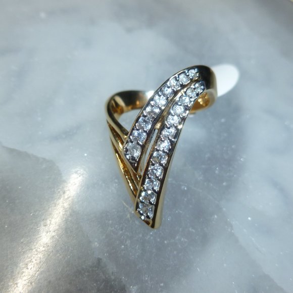 18K Yellow Gold EP Cubic Zirconia Dolphin Ore Ring - Picture 7 of 10